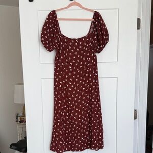 Francesca’s Maroon Floral Midi Dress